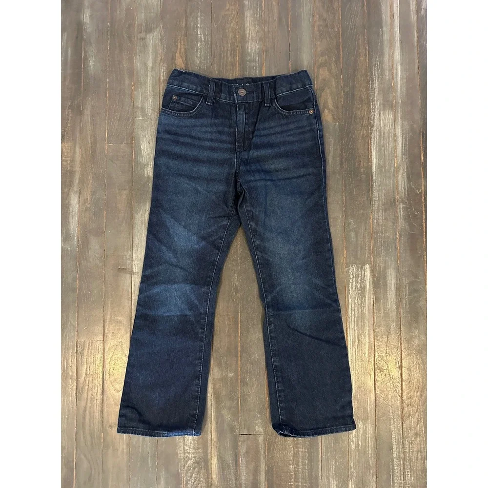 The Children's Place Boys Bootcut Jeans Dark Wash Denim Pants Blue